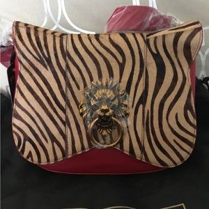 NWT Sharif Leather Haircalf Cougar Knocker Saddle Bag-